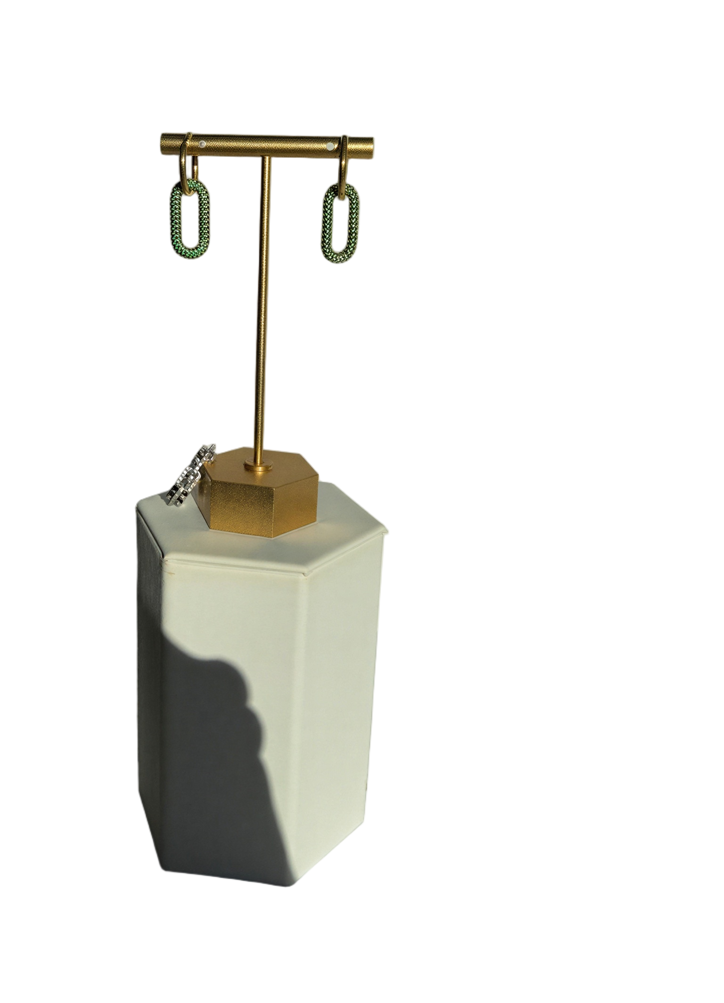 Emerald Pavé Oval Hoop Earrings