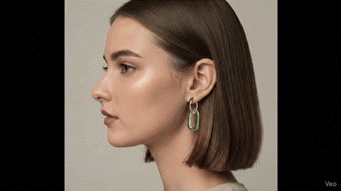 Emerald Pavé Oval Hoop Earrings