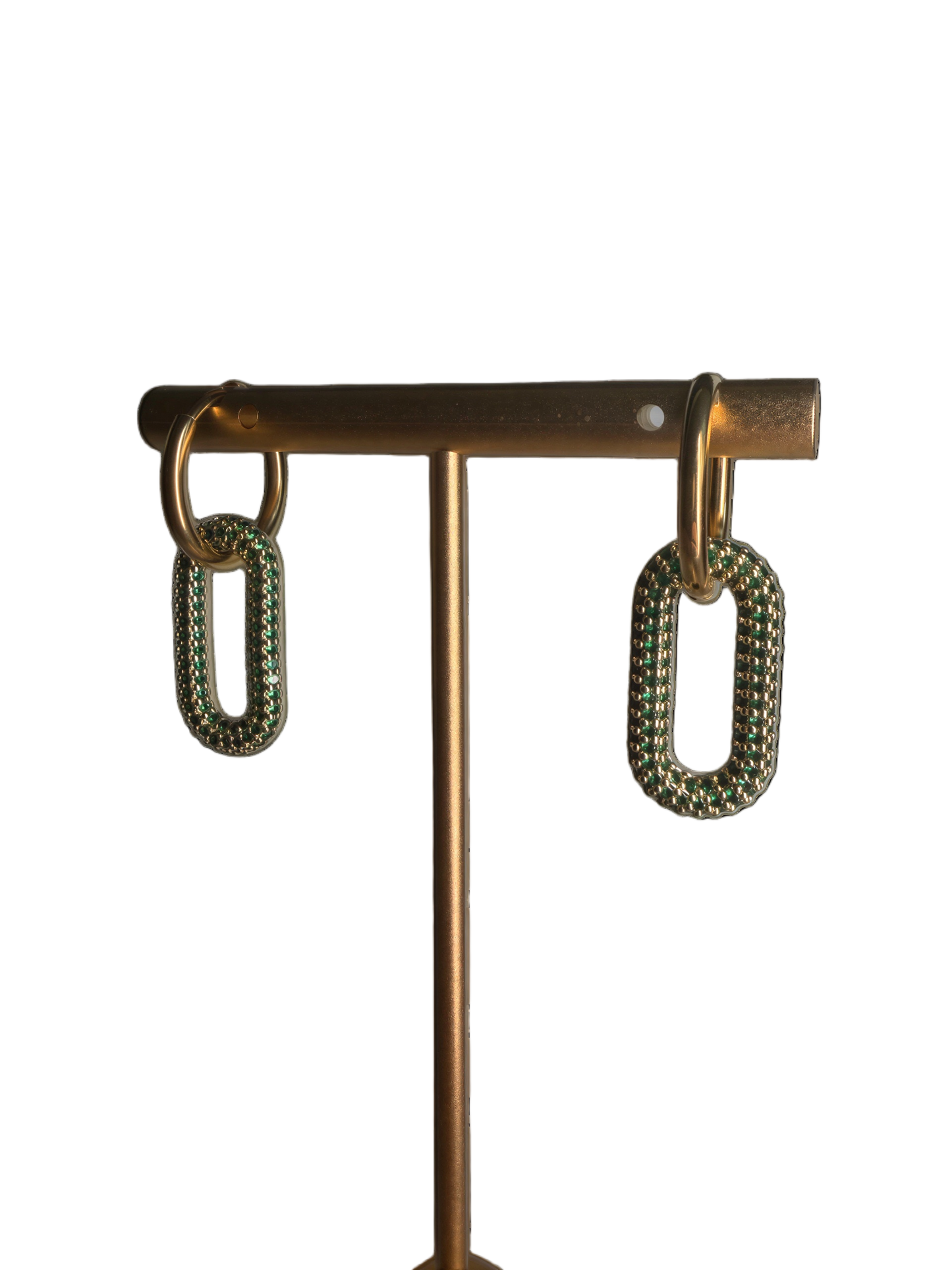 Emerald Pavé Oval Hoop Earrings