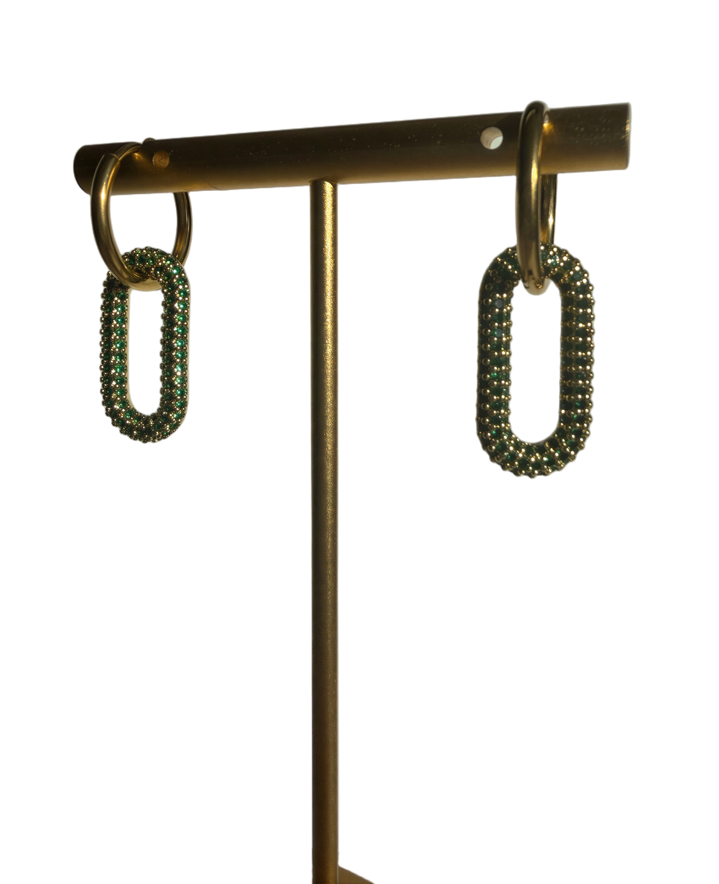 Emerald Pavé Oval Hoop Earrings