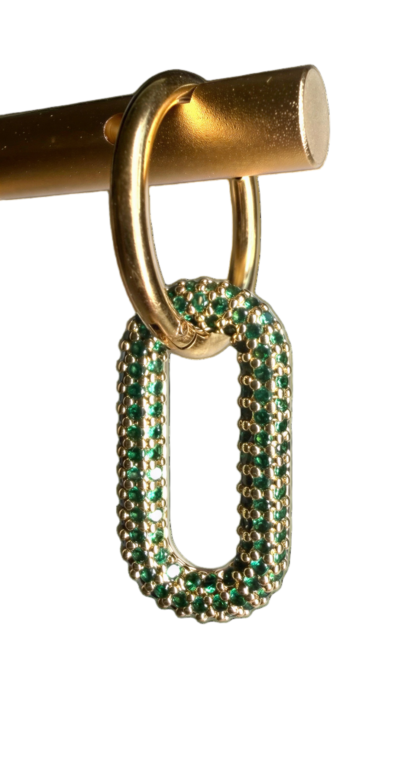 Emerald Pavé Oval Hoop Earrings